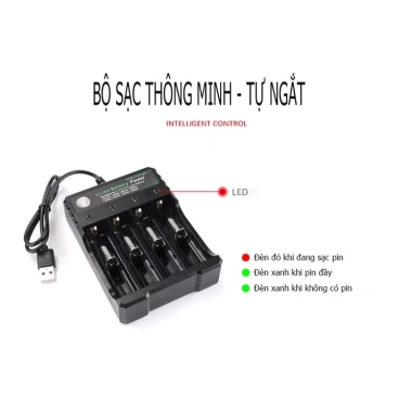 Sạc Pin 4 Khe Cao Cấp Tự Ngắt, Đèn Báo Khi Đầy - Dùng cho Pin 18.650 và AA, Giá 60.000 VND 9 Sạc Pin 4 Khe Cao Cấp Tự Ngắt, Đèn Báo Khi Đầy - Dùng cho Pin 18.650 và AA, Giá 60.000 VND 9