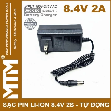 Sạc pin 8.4V 2A 2S Lithium-ion tự động thông minh - LED báo sạc - 75.000
