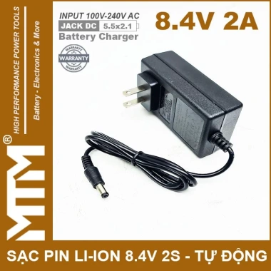 Sạc pin 8.4V 2A 2S Lithium-ion tự động thông minh - LED báo sạc - 75.000