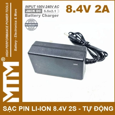 Sạc pin 8.4V 2A 2S Lithium-ion tự động thông minh - LED báo sạc - 75.000