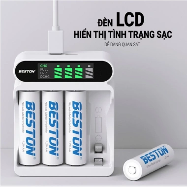 Sạc pin AA AAA Beston C9.023L/9.024L - sạc nhanh, tự ngắt, Type-C, đèn báo thông minh, dùng cho micro remote - chỉ 89.000₫