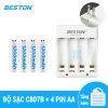 Sạc Pin AA/AAA C807B Beston 4 Pin - Dung lượng cao remote, đồ chơi, đồng hồ - 39k VND 10
