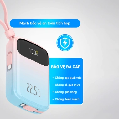 Sạc Pin BESTON 10.000-20.000mAh 22.5W Sạc Nhanh 2 Cáp Type-C iP LED 4