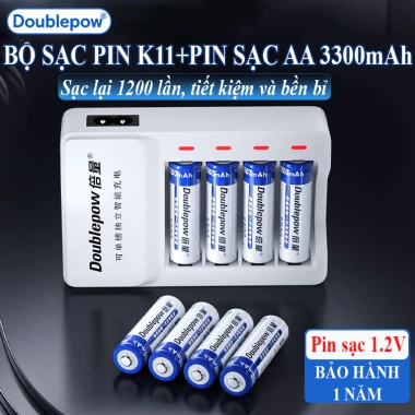 Sạc Pin K11 kèm Pin AA 1.2V 3.300mAh Doublepow - Dùng cho Micro Karaoke, Đồ Chơi, Giá 176.000₫