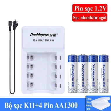 Sạc Pin K11 kèm Pin AA 1.2V 3.300mAh Doublepow - Dùng cho Micro Karaoke, Đồ Chơi, Giá 176.000₫