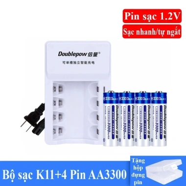 Sạc Pin K11 kèm Pin AA 1.2V 3.300mAh Doublepow - Dùng cho Micro Karaoke, Đồ Chơi, Giá 176.000₫