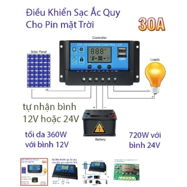 Sạc pin năng lượng mặt trời USB LCD 30A 12V/24V - Hiệu suất cao, giá 65.790₫ - BIG BANG VIỆT NAM