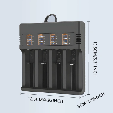 Sạc Pin Tự Ngắt 4 Khe Cao Cấp + Đèn Báo Khi Đầy - Dùng cho Pin 18.650 & AA, Phiên Bản Nâng Cấp 3