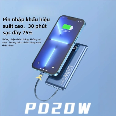 Sạc Siêu Nhanh 120W 57.000mAh Dự Phòng Ba Dây Cáp Cho Đa Thiết Bị Giá 329.999₫