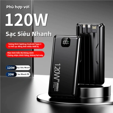 Sạc Siêu Nhanh 120W 57.000mAh Dự Phòng Ba Dây Cáp Cho Đa Thiết Bị Giá 329.999₫