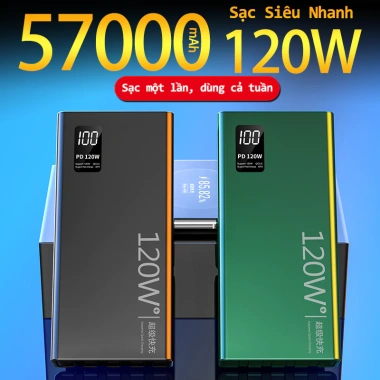 Sạc Siêu Nhanh 120W 57.000mAh Dự Phòng Kèm 4 Cáp Đa Dụng, Siêu Tiện Lợi