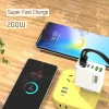 Sạc Siêu Nhanh 200W 6 Cổng 3 USB + 3 Type‑C Đa Quốc Gia EU Anh Mỹ Dùng Du Lịch 4