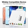 Sạc Siêu Nhanh 200W 6 Cổng 3 USB + 3 Type‑C Đa Quốc Gia EU Anh Mỹ Dùng Du Lịch 8