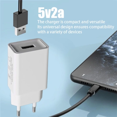Sạc USB 5V 2A/1A Du Lịch, Bộ Chuyển Đổi EU‑US An Toàn, Cắm Tường Nhanh, Khe Cắm Ổ Cắm Đa Năng 3