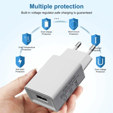 Sạc USB 5V 2A/1A Du Lịch, Bộ Chuyển Đổi EU‑US An Toàn, Cắm Tường Nhanh, Khe Cắm Ổ Cắm Đa Năng 7