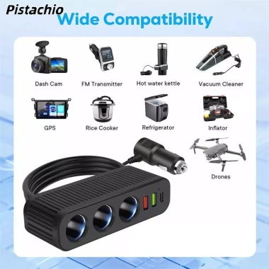 Sạc xe hơi 120W VWC PD QC3.0 Plug-and-Play, bảo vệ quá tải, splitter đa cổng, giảm giá 20% 7
