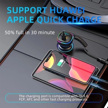 Sạc Xe Hơi 3 trong 1 PD Lò Xo Nhanh - Cáp USB Kép Đa Năng K4, Giá chỉ 194.640₫
