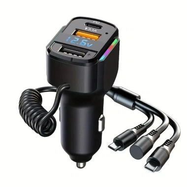 Sạc Xe Hơi 3 trong 1 PD Lò Xo Nhanh - Cáp USB Kép Đa Năng K4, Giá chỉ 194.640₫