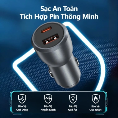 Sạc xe hơi nhanh 48W ANRMESUN 12-24V QC3.0 USB-C cho iPhone & Android, an toàn, giá 57.000₫