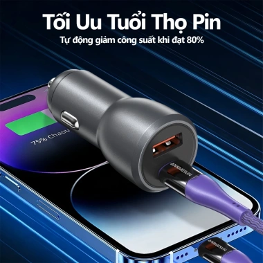 Sạc xe hơi nhanh 48W ANRMESUN 12-24V QC3.0 USB-C cho iPhone & Android, an toàn, giá 57.000₫