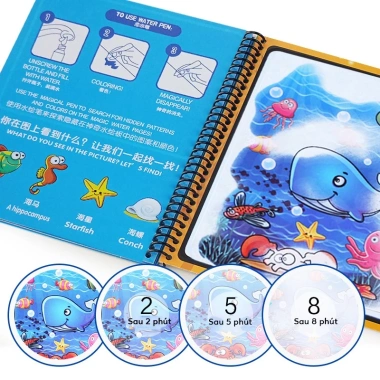 Sách nước tô màu ma thuật cho bé, đồ chơi tranh đa chủ đề, giảm giá chỉ 14.500 VNĐ 2