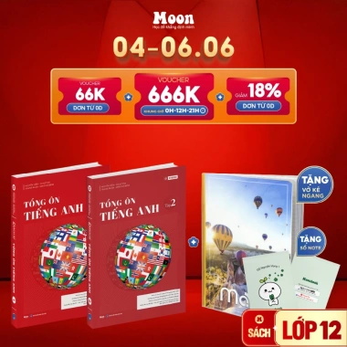 Sách Tổng ôn Tiếng Anh Tập 1 & 2 Moonbook - Luyện thi THPT, ĐGN, chỉ 200.000 VNĐ