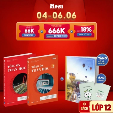 Sách tổng ôn Toán lớp 12 tập 1 & 2 Moonbook - Luyện thi THPT quốc gia, 124.000₫