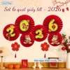 Sale 40% Bộ 6 Quạt Giấy Nhung Đỏ Gấp Sẵn Dán Tường Trang Trí Tết 2.026 Nomihome