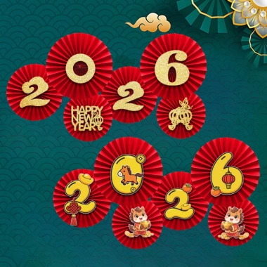 Sale 40% Bộ 6 Quạt Giấy Nhung Đỏ Gấp Sẵn Dán Tường Trang Trí Tết 2.026 Nomihome