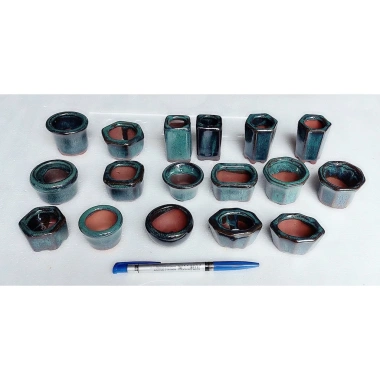 Sale 6k - Chậu bonsai mini ktpb 3-5cm sen đá sương rồng men xanh hỏa biến, chỉ 60.000₫