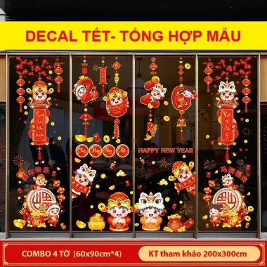 SALE Decal Tết 2.026 Hít Tĩnh Điện Dán Kính - Trang Trí Tết Happy New Year Giá Ưu Đãi 33.716₫