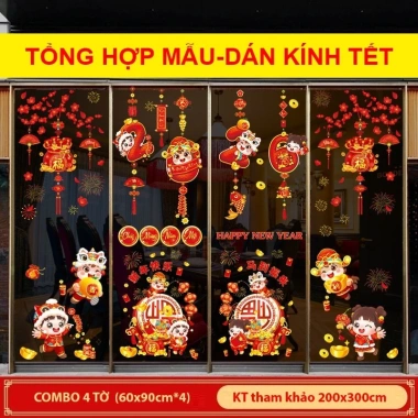 SALE Decal Tết 2.026 Hít Tĩnh Điện Dán Kính - Trang Trí Tết Happy New Year Giá Ưu Đãi 33.716₫
