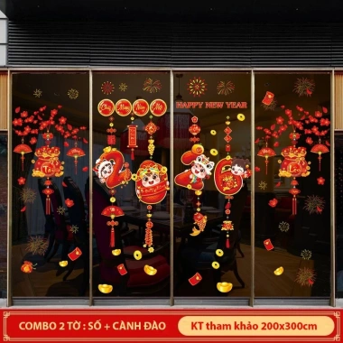 SALE Decal Tết 2.026 Hít Tĩnh Điện Dán Kính - Trang Trí Tết Happy New Year Giá Ưu Đãi 33.716₫