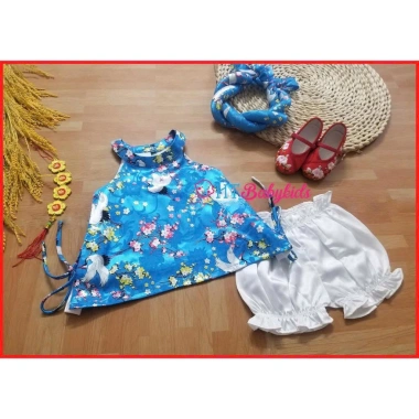 SALE GIỜ VÀNG Set Yếm Gấm Bé Gái Tết 2.020 Hai Lớp Vải Giá 74.000 - Ưu Đãi Sốc 6