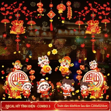 SALE RẺ Decal Dán Tết 2.026 In Hai Mặt Dán Kính Cành Đào Trang Trí Không Keo Hít Tĩnh Điện – Giá 40.000đ