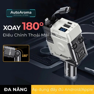 [SALE TẾT] Tẩu Sạc Nhanh 120W Cho Ô Tô - Dây Rút, Cáp Type-C & Lightning, Sạc Siêu Tốc 3