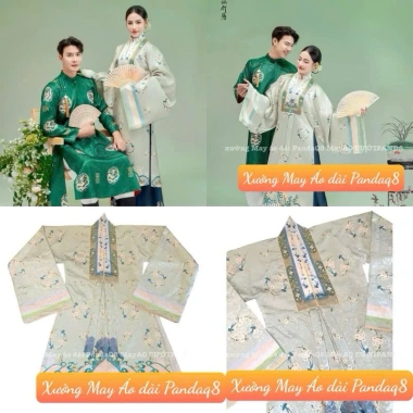 Sẵn Hoá Tốc 4H Cặp Áo Dài Tạc Nam Nữ Việt Cổ Phục Nhật Bình Lụa Gấm Xanh Mint Giá 490k