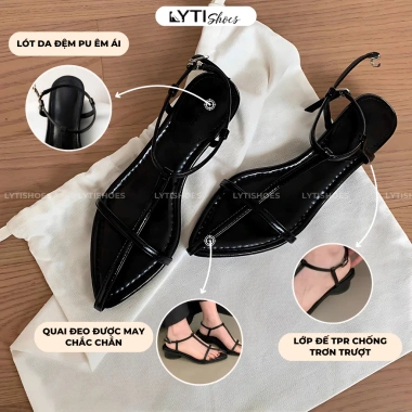 Sandal Đế Thấp Mũi Nhọn Dây Mảnh Thời Trang Đi Biển Lytishoes G156 Giá 194.000₫