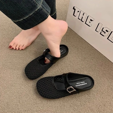 Sandal Giày Cao Gót Nữ Đế Xăng Đan Chống Trơn Trượt Đóng Mũi Công Sở Du Lịch