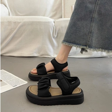 Sandal nữ bèo nhún DOZIMAX quai da mềm, đế 4cm, dễ làm sạch, giá 149.000 VND - Đi học, đi chơi
