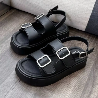 Sandal nữ da dần 2 khuy Bản to QĐ70 2 màu siêu hót, thoải mái & thời trang