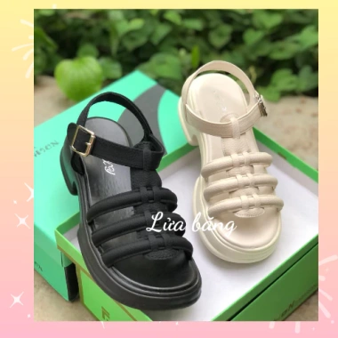 Sandal nữ đế cao 4cm da sần 3 quai đan ngang Fullbox - Đế độn mùa hè du lịch 265k 4 Sandal nữ đế cao 4cm da sần 3 quai đan ngang Fullbox - Đế độn mùa hè du lịch 265k 4