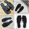 Sandal xỏ ngón mũi vuông nơ satin, đế bệt 1cm phong cách đơn giản, đi biển mùa hè - Giá 249.000đ Fullbox