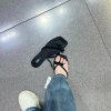 Sandal xỏ ngón mũi vuông nơ satin, đế bệt 1cm phong cách đơn giản, đi biển mùa hè - Giá 249.000đ Fullbox 6