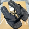 Sandal xỏ ngón mũi vuông nơ satin, đế bệt 1cm phong cách đơn giản, đi biển mùa hè - Giá 249.000đ Fullbox 7