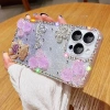 Sang Trọng Ốp iPhone TPU mềm chống rơi hình gấu hoa đính đá lấp lánh cho iPhone 15 14 13 12 Pro Max 4