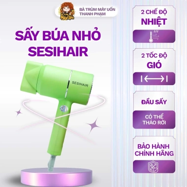 Sấy mini xanh lá Sesihair - Gọn du lịch, bà trùm uốn tóc, chỉ 250k