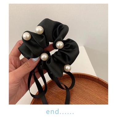 Scrunchies lụa thắt nơ tiểu thư bé gái – Đính hạt trai nhân tạo, xinh xắn, giá 21.340đ