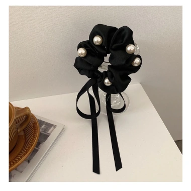 Scrunchies lụa thắt nơ tiểu thư bé gái – Đính hạt trai nhân tạo, xinh xắn, giá 21.340đ