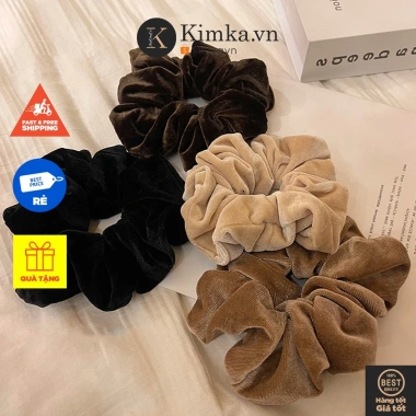 Scrunchies nhung dày bản to chun buộc tóc giá ưu đãi 15.500 VND phong cách và độ bền